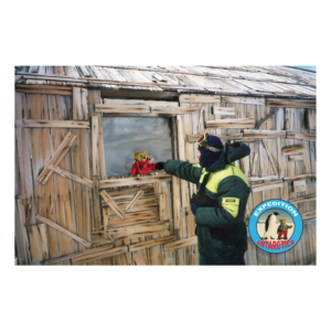 Teddy in Mawson's Huts Horizontal